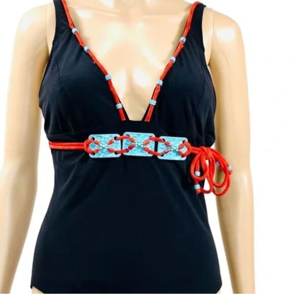 Vintage Lagouf by Silvian Bohemian Aztec black one piece swimsuit - Picture 7 of 8